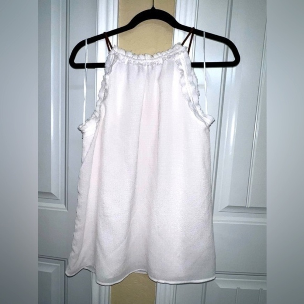 MANGO Textured Off White Halter Top
